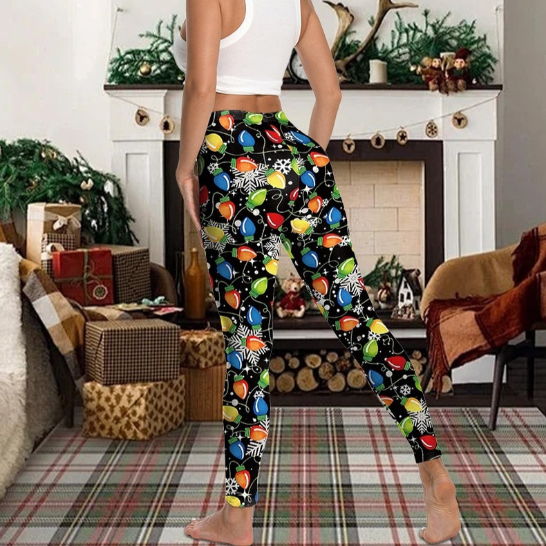 Christmas Printed Sports Yoga Elastic Leggings For Women