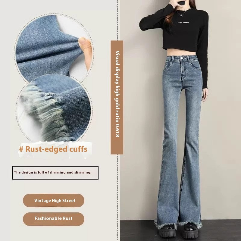 Gerade geschnittene Bootcut-Hose mit kleinem Hufeisen für Damen