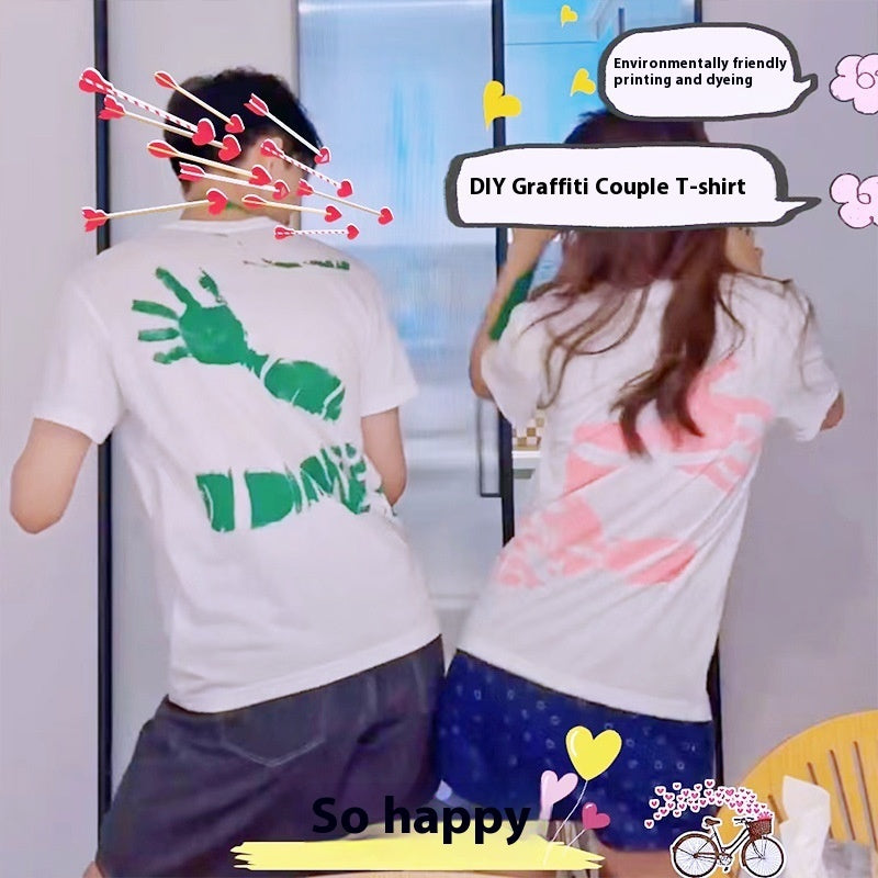 DIY Hug 520 Couple Gift Painted Pure White T-shirt