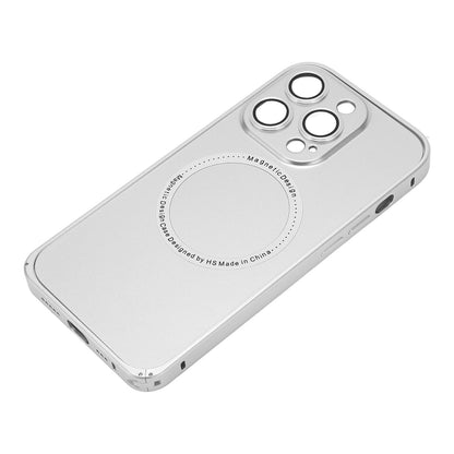 Magnetic Phone Case with Camera Lens Protector Cell Mobile Phone Protective Cover for MagSafe Silver for IPhone 14 Pro