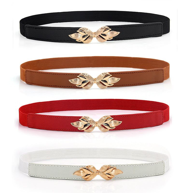 Fashion Leaf Thin Belt Female Ornament Waist Seal