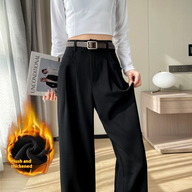 Black Suit Pants Women's Wide-leg Pants Straight Casual Pants