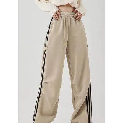 Chinese Cotton Composite American Striped Wide-leg Workwear Sweatpants