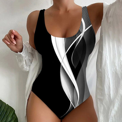 Women's Seaside Beach Swimsuit 3D Contrast Color One-piece Swimsuit