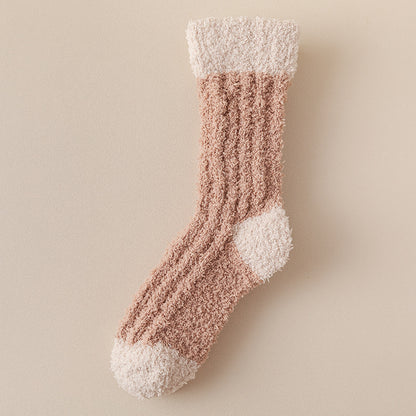 Coral Fleece Socks Women's Thickened Thermal Middle Tube