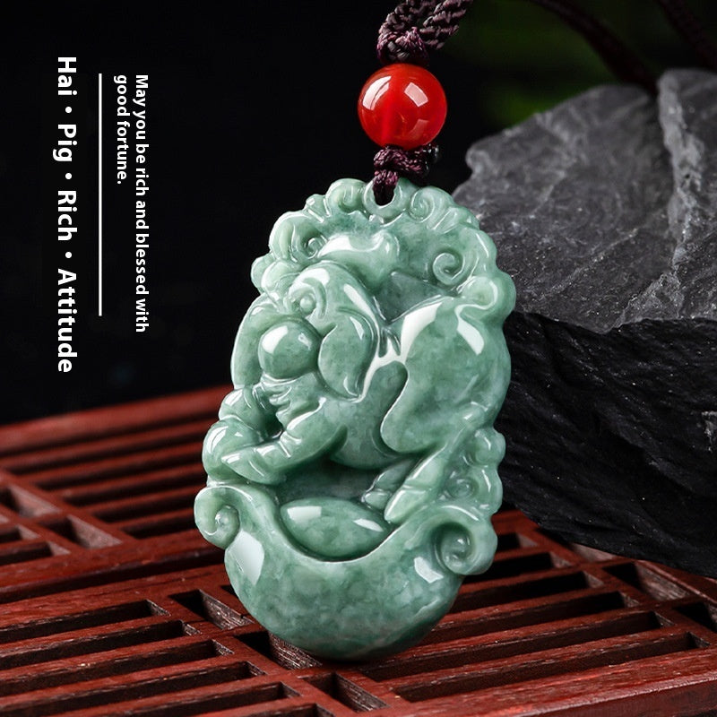 Natural A Cargo Jade Zodiac Rat Ox Tiger Rabbit Dragon Snake Horse And Sheep Monkey Chicken Dog Pig Jade Pendant Ornaments Wholesale