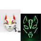 Glowing Cat Face Mask For Women Demon Slayer Cold Light Fox Mask Masquerade Cosplay Props Bar Haunted House Christmas Decor