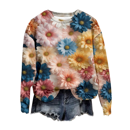 Spring And Autumn Round Neck Sweater Love 3D Digital Printing Top For Women