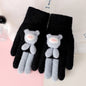 Five Finger Gloves Simple All-match Cartoon Cute Thickening Windproof