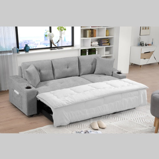 Convertible Sectional Sofa With Armrest Storage