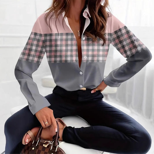 Printed Loose Casual Women's Shirt Long Sleeve Top