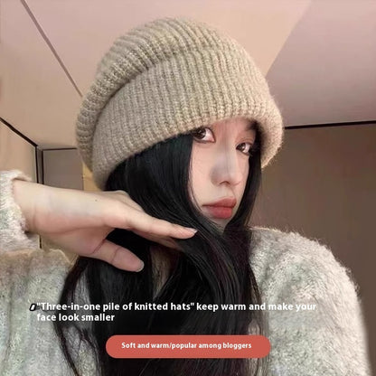 Version Lazy Air-cooled Hat Korean Age-reducing Knitted Pile Heap Cap