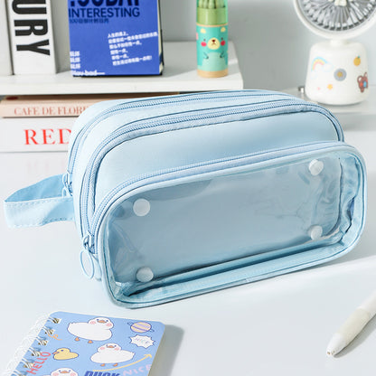 Transparent Pencil Case INS Style Milk Salty Series Carrying Case Large Capacity Waterproof