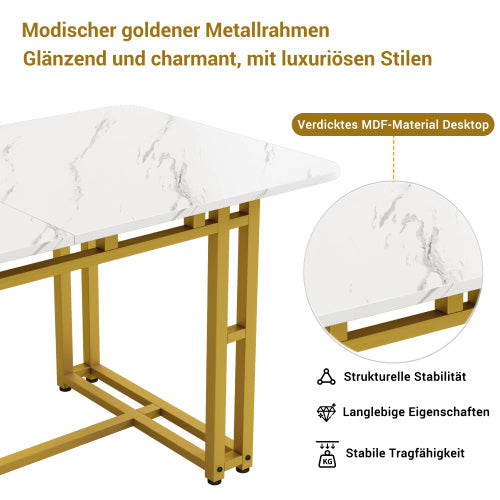 Rechteckiger Esstisch mit Metallrahmen, moderner Küchentisch