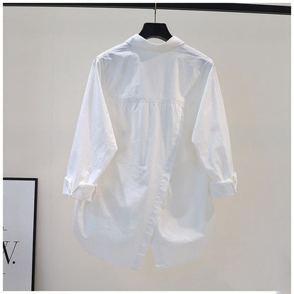 Women's Outer Solid Color Shirt Loose Mid-length