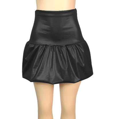 Matte PU Leather Skirt High Waist Belly Contracting