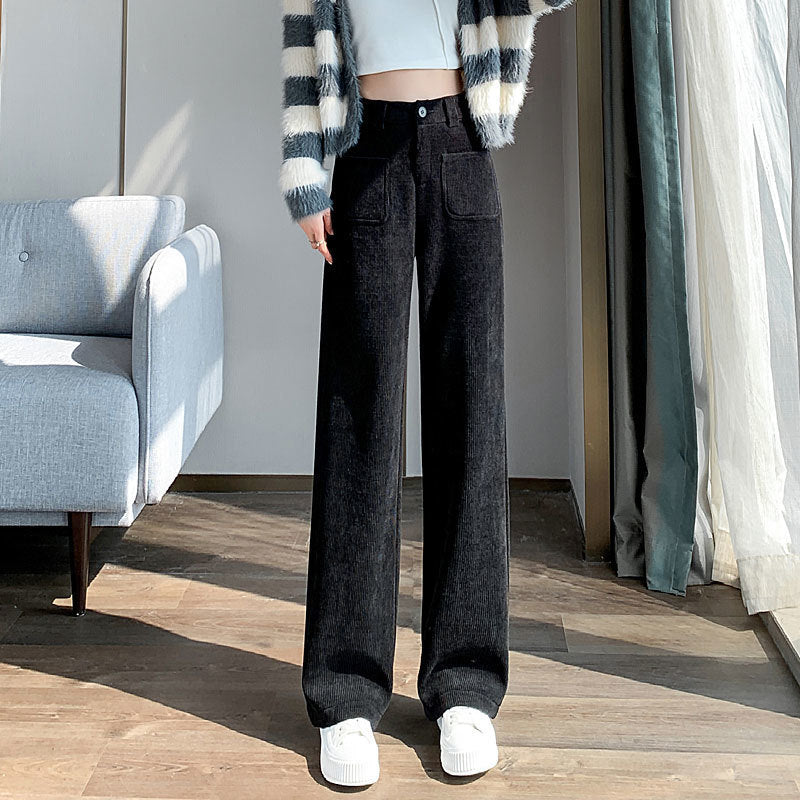 Women's Narrow Fleece Straight Wide-leg Pants