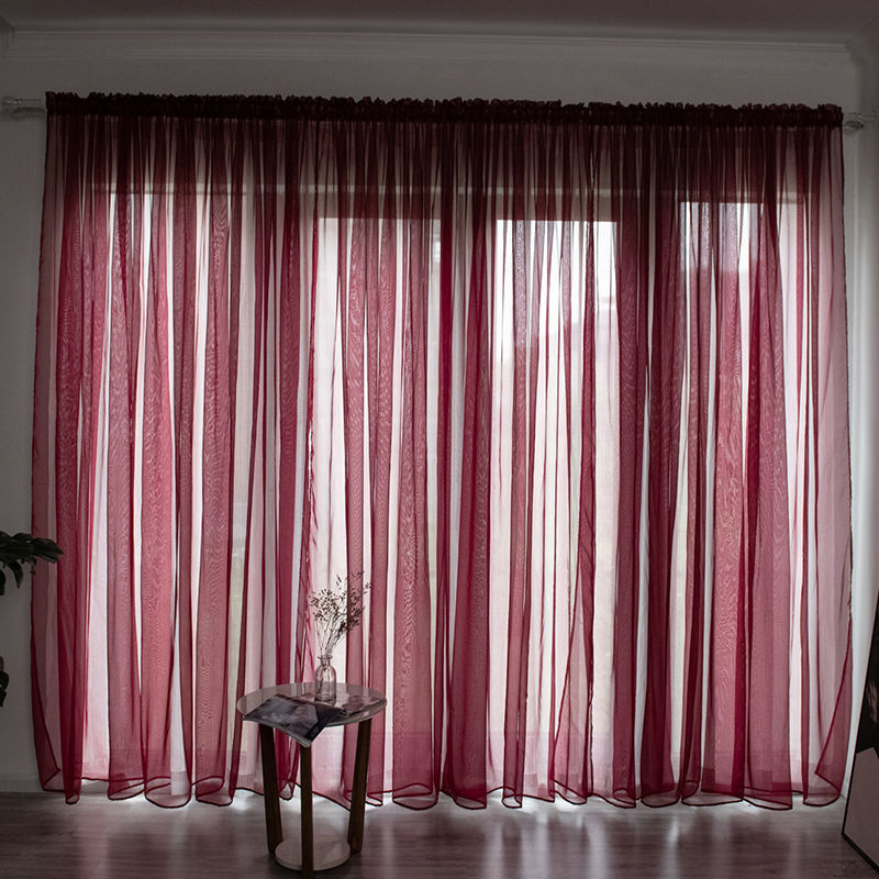 Simple And Modern Balcony Solid Color Gauze Curtain