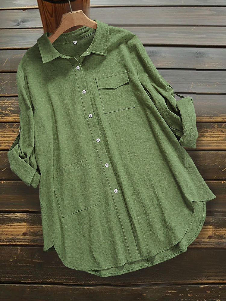 Women's Loose Long Sleeve Button Shirt