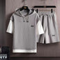 Fake Two-piece Waffle Short Sleeve Sports Set Men