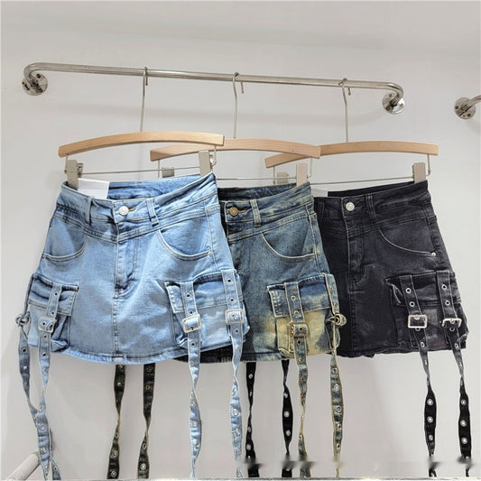 Spring And Summer Denim Hip-wrapped Short Skirt