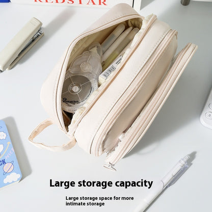 Transparent Pencil Case INS Style Milk Salty Series Carrying Case Large Capacity Waterproof