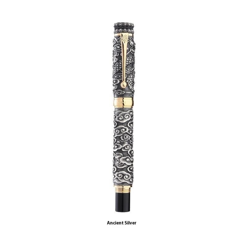 Retro Chinese Style Relief 18K Gold Plated Tip Gift Pen Two Colors