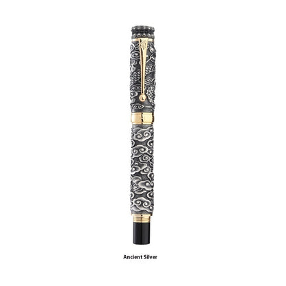 Retro Chinese Style Relief 18K Gold Plated Tip Gift Pen Two Colors