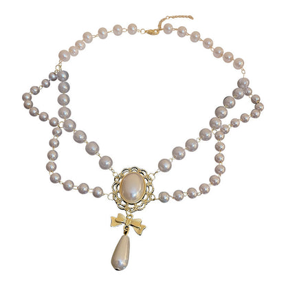 Retro Baroque Pearl Tassel Necklace