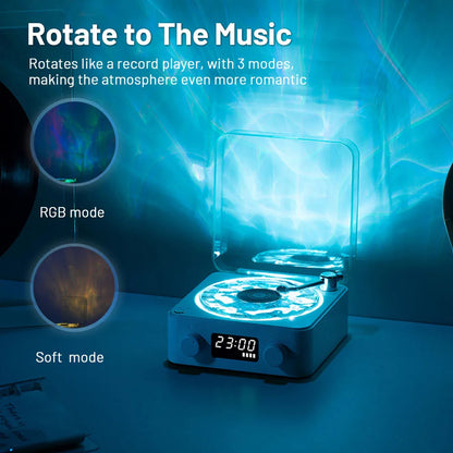 Retro Plattenspieler Lautsprecher Drahtlose Bluetooth-kompatibel 5,0 Vinyl Record Player Stereo Sound Mit Weiß Noise RGB Projektion Lampe Wirkung