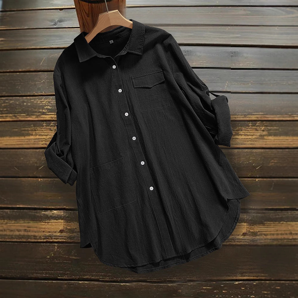 Women's Loose Long Sleeve Button Shirt