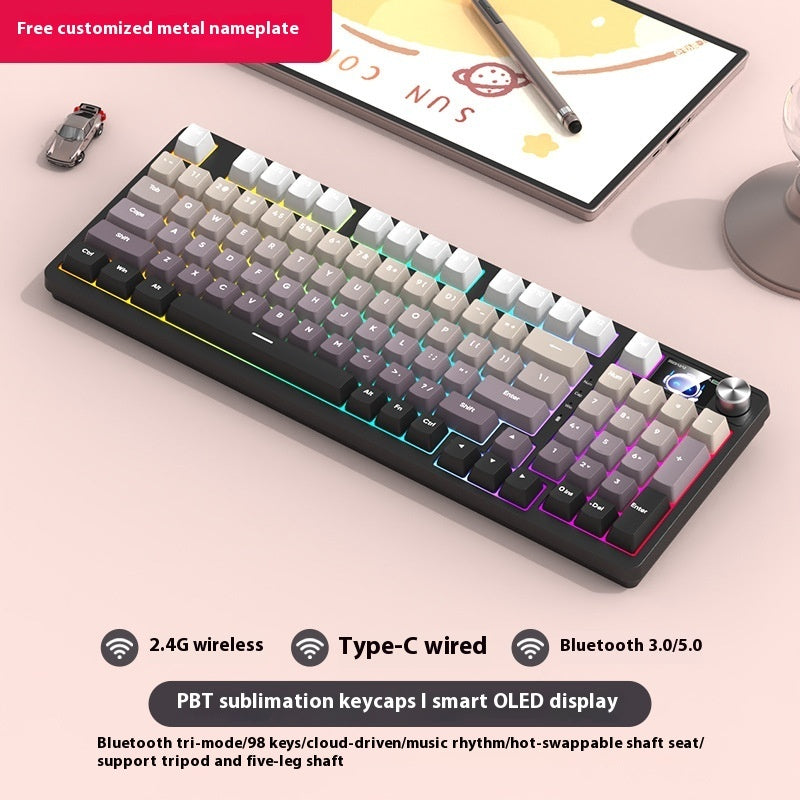 98 Key Wireless Bluetooth Three-model Mechanical Keyboard Gaming Electronic Sports Office