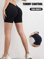 Hoch taillierte Po-Lifting-Sport-Yoga-Shorts für Damen, Po-Lifting-Shorts für Damen, hoch taillierte Yoga-Shorts zur Bauchkontrolle, gerüschte Booty-Workout-Shorts