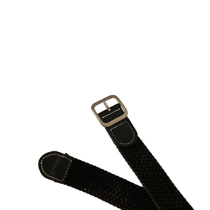 Woven Elastic Men's Belt Alloy Punch-free