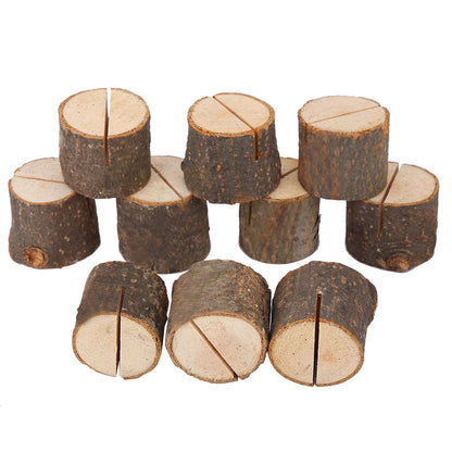 10Pcs Stump Shape Wedding Party Place Card Holder Stand Number Table Clip Card Holder