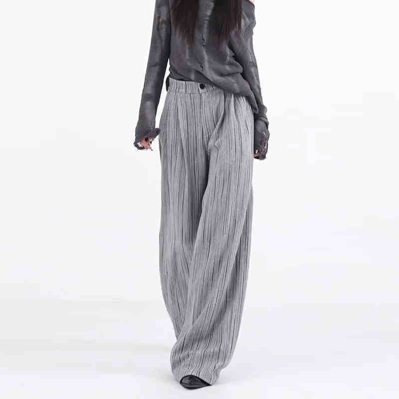 Stripe Thickening Casual Pants Pleated Mop Wide Leg Pants