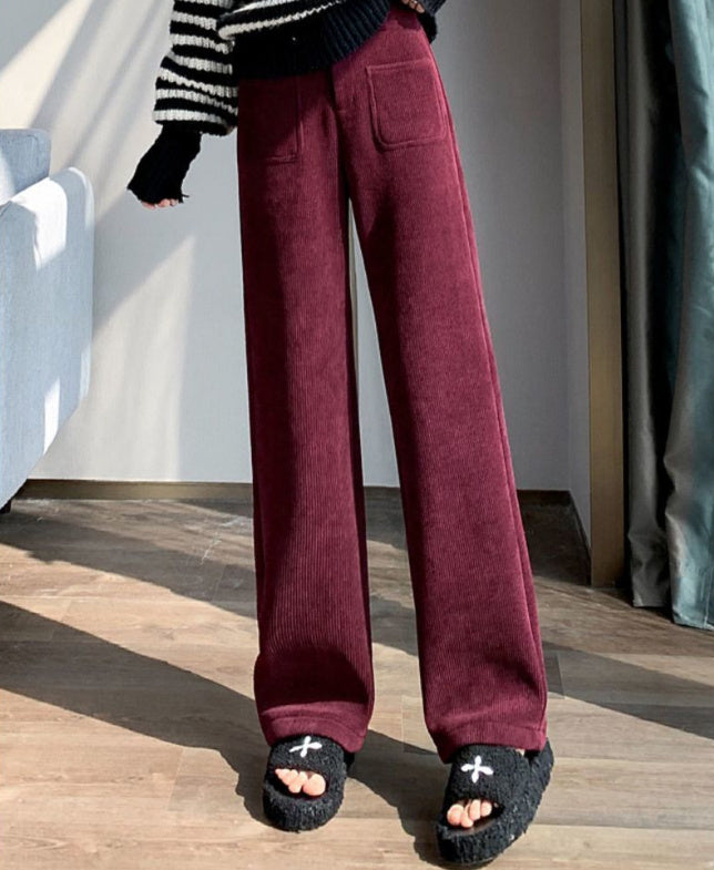 Women's Narrow Fleece Straight Wide-leg Pants