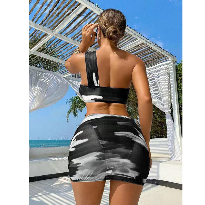 Gradient Color Three-piece Bikini Fashion Shoulder