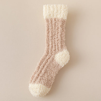 Coral Fleece Socks Women's Thickened Thermal Middle Tube