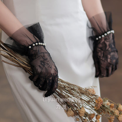 Women's Exquisite Lace Pearl Gloves