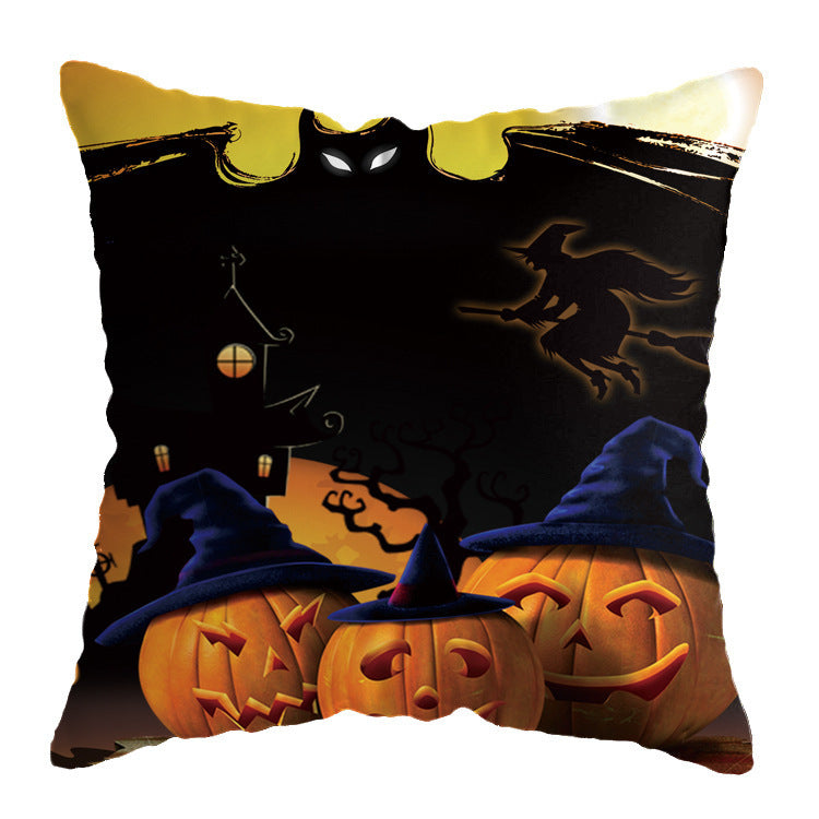 Linen Skull Halloween Pillow Cover