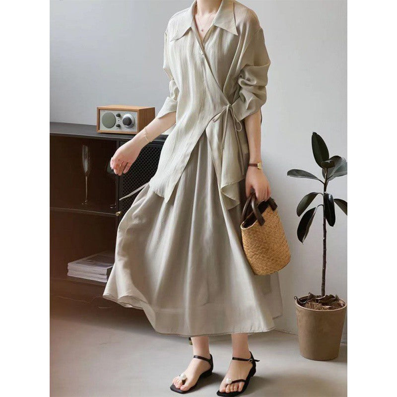 Guofeng Long Sleeve Thin Shirt Skirt Suit