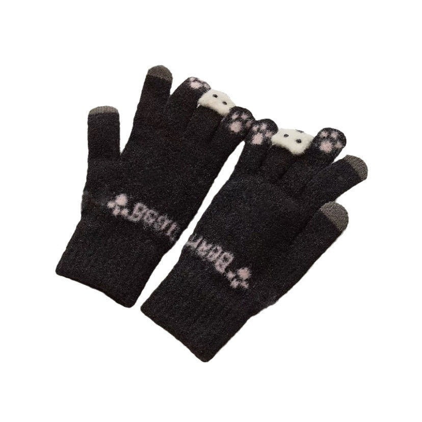 Autumn And Winter New Fleece-lined Warm Women's Touch Screen Gloves