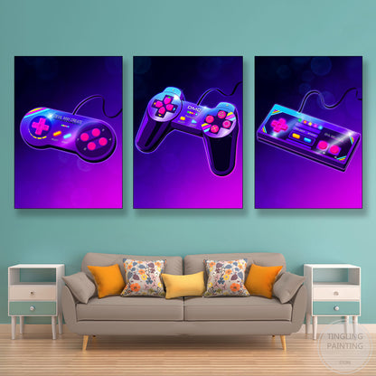 Retro Neon Game Poster Canvas Painting