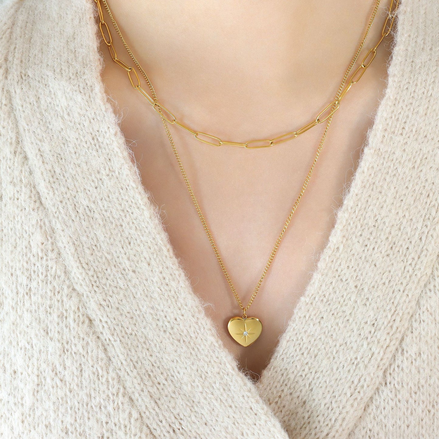 Women's Fashion Double-layer Heart Necklace