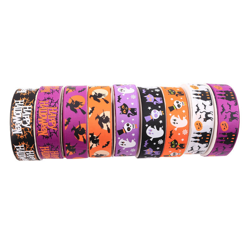 Creative Printed Casual Halloween Ribbed Ribbon