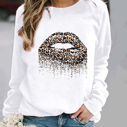 Women's Minimalist Round Neck Casual Printed Sweatshirt