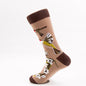 Female Casual Printed Flower And Bird Butterfly Cotton Middle Tube Socks