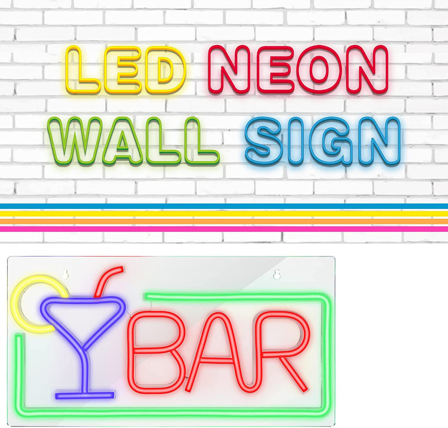 Brightly Colored Neon Advertising Lights For Bar Parties