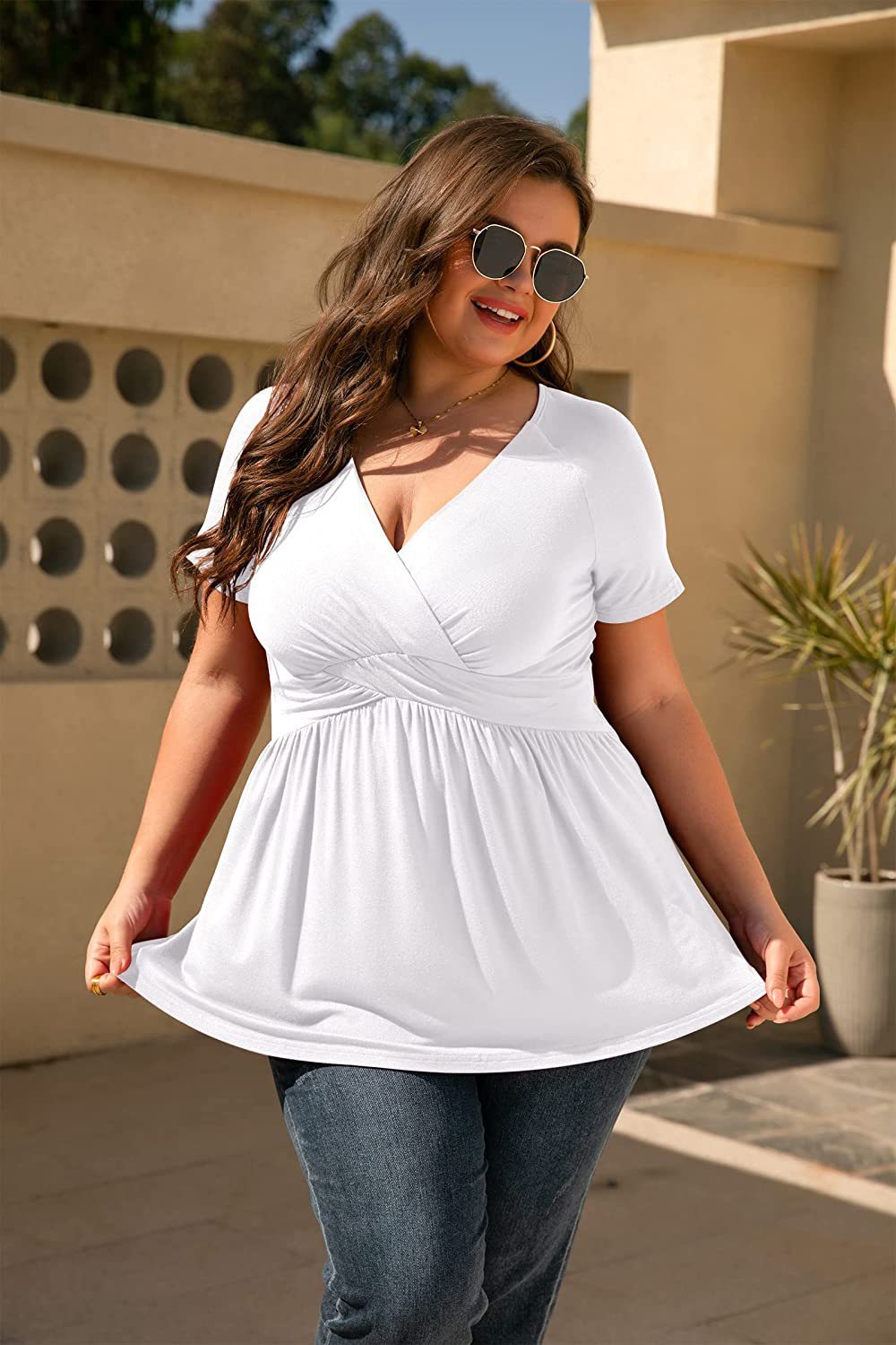 Women's Plus Size T-shirt V-neck Top